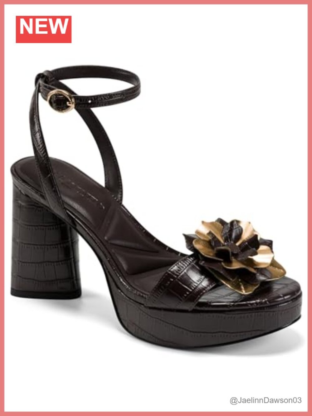 Karl Lagerfeld Women's Haden Platform Heel Sandals Leather Floral Embellishment